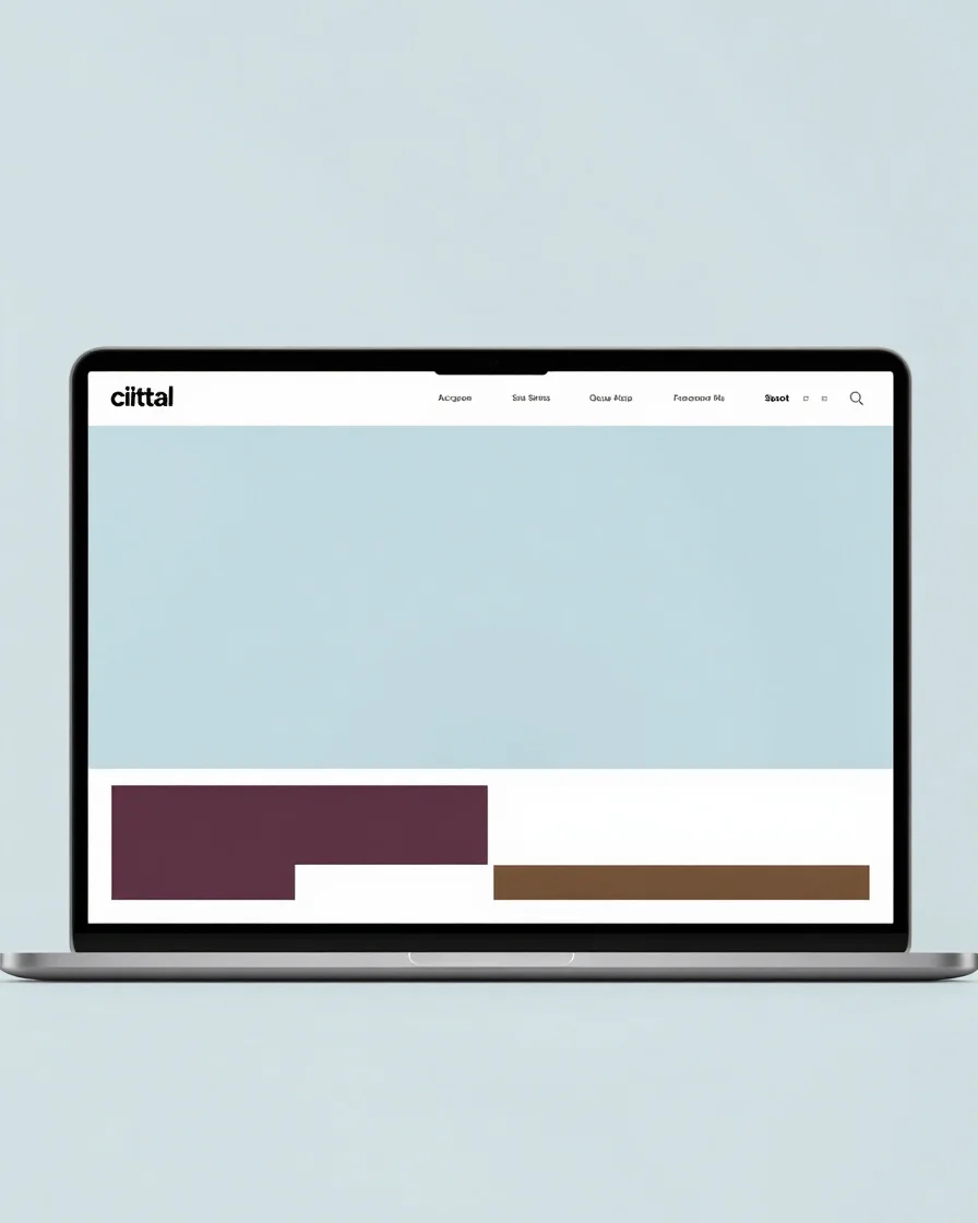 Digital interface mockup render of a website homepage at widescre